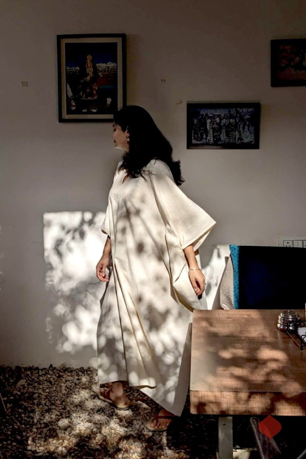 Laya - Classic Kaftan Dress - Free Size | Handwoven Organic Cotton - Image 5
