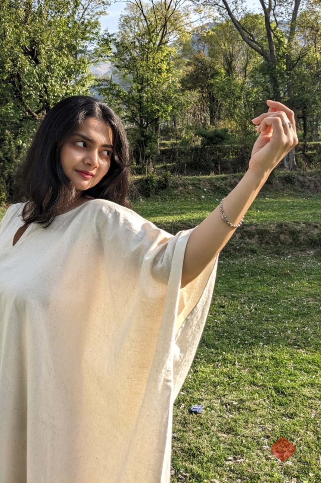 Laya - Classic Kaftan Dress - Free Size | Handwoven Organic Cotton - Image 4